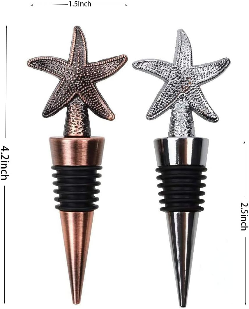 Decorative Starfish Wine and Bottle Stoppers Reusable and Lovely Plug (Starfish Set)