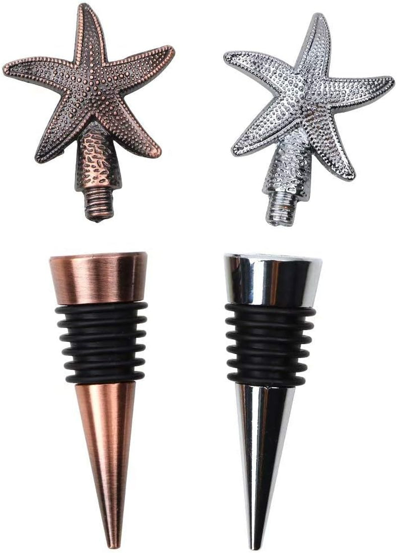 Decorative Starfish Wine and Bottle Stoppers Reusable and Lovely Plug (Starfish Set)