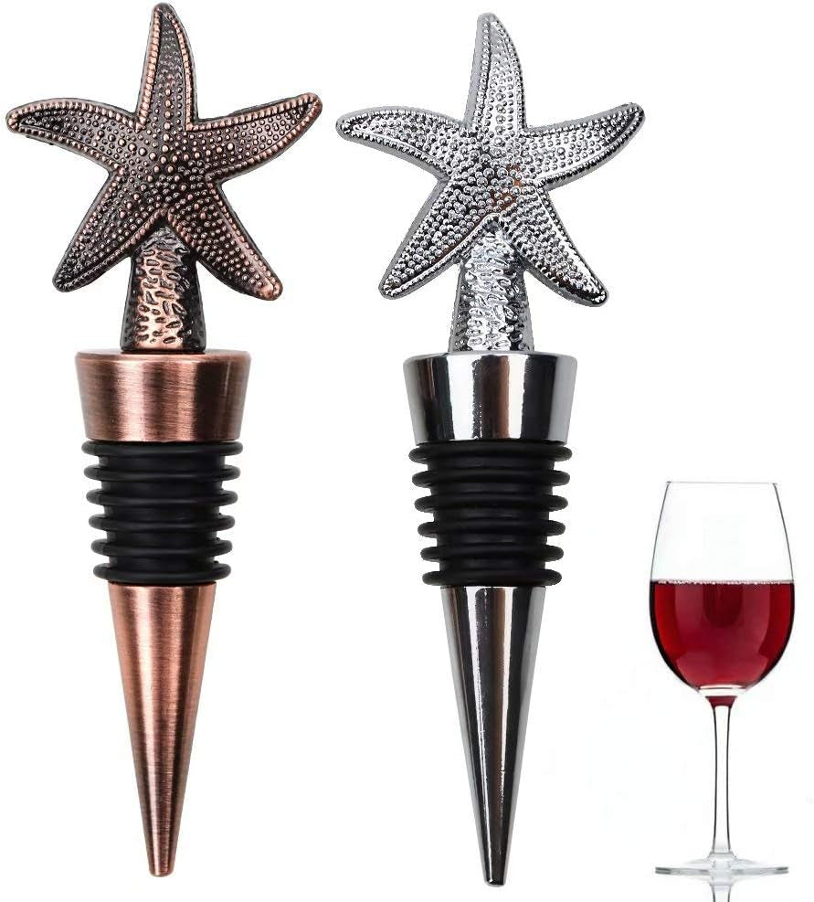 Decorative Starfish Wine and Bottle Stoppers Reusable and Lovely Plug (Starfish Set)